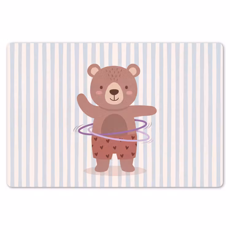 Placemat - 6 stuks - Beer - Hoepel - Kinderkamer - Illustratie - Bruin — 7