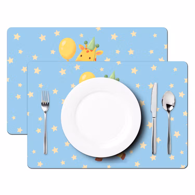 Placemat - 6 stuks - Dieren - Giraffe - Ballon - Feest - Kinderkamer — 2