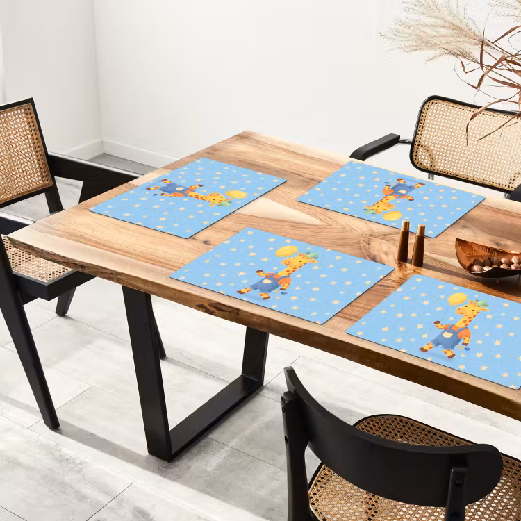 Placemat - 6 stuks - Dieren - Giraffe - Ballon - Feest - Kinderkamer — 5
