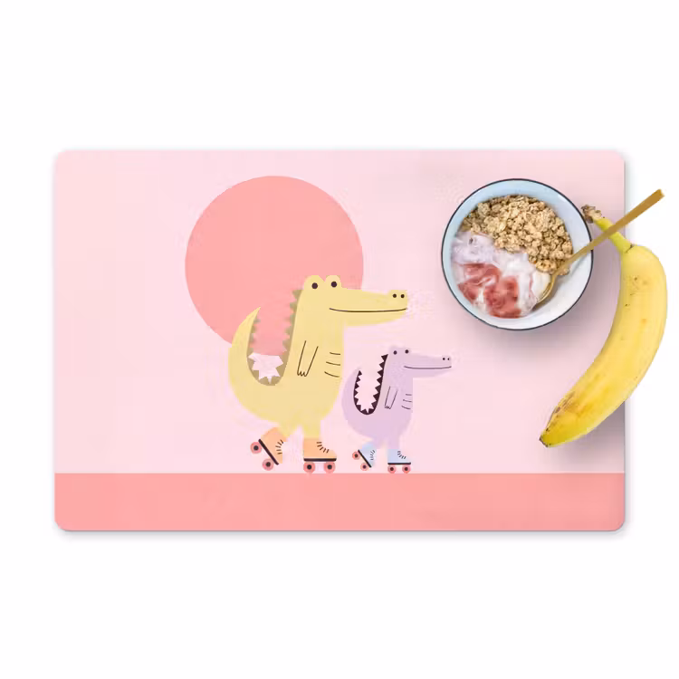 Placemat - 6 stuks - Dieren - Skaten - Illustratie - Speels - Roze — 1