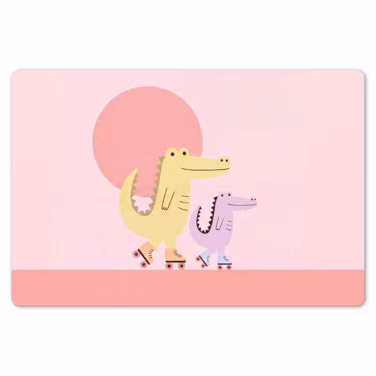 Placemat - 6 stuks - Dieren - Skaten - Illustratie - Speels - Roze — 7