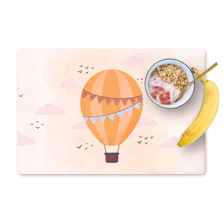 Placemat - 6 stuks - Luchtballon - Slingers - Avontuur - Illustratie - Oranje — 1