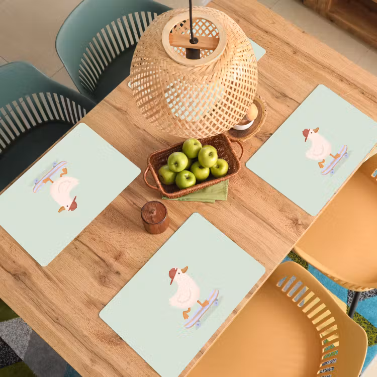 Placemat - 6 stuks - Vogel - Skateboard - Dieren - Cartoon - Speels — 6