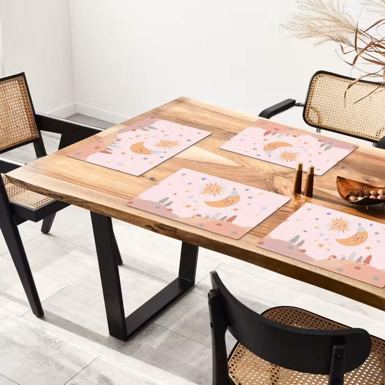 Placemat - 6 stuks - Zon - Maan - Sterren - Kinderkamer - Pastel — 5