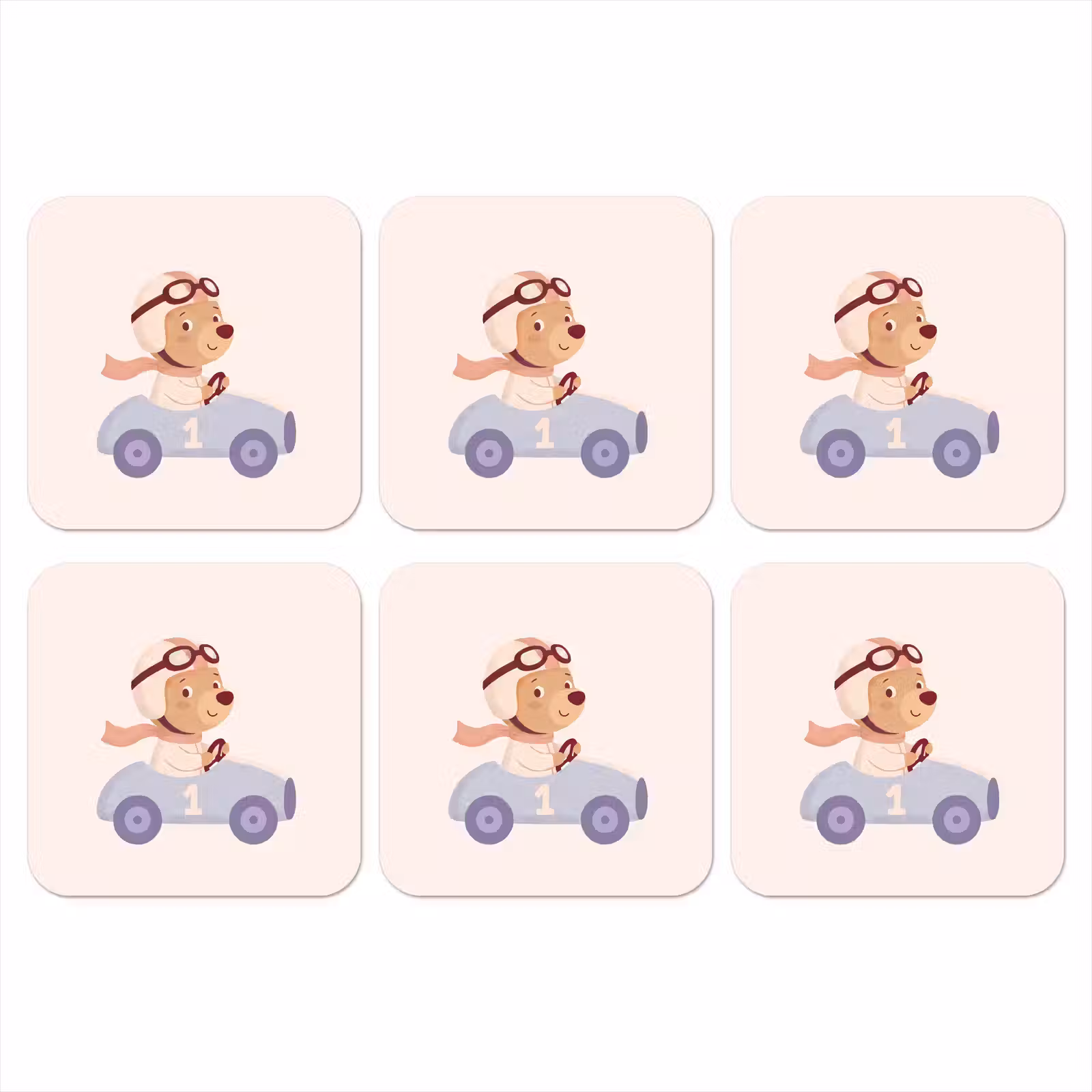 Onderzetter​ - Beer - Auto - Kinderkamer - Cartoon - Speels — 1