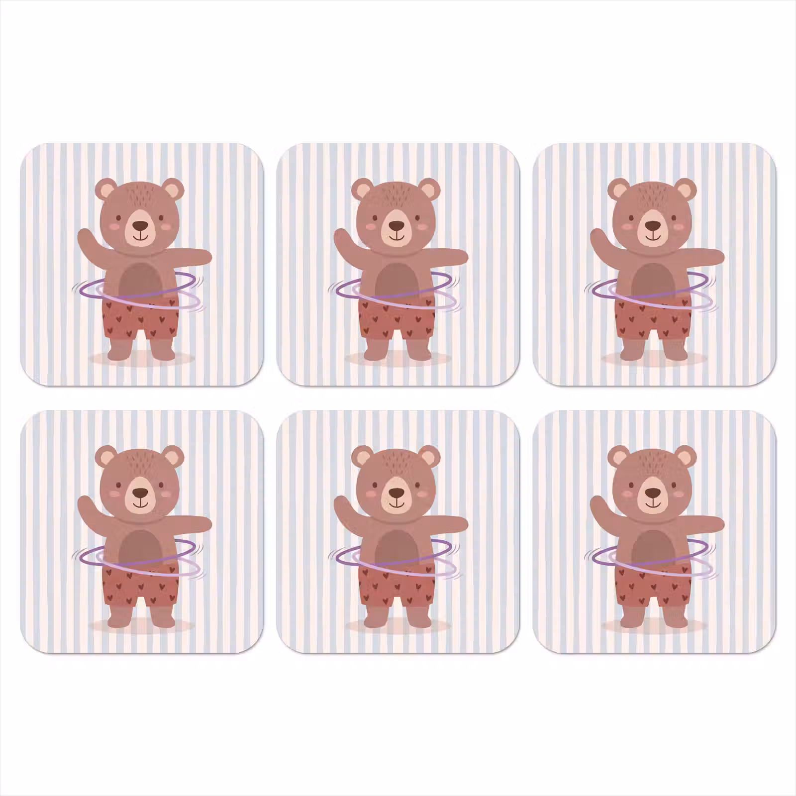 Onderzetter​ - Beer - Hoepel - Kinderkamer - Illustratie - Bruin — 1