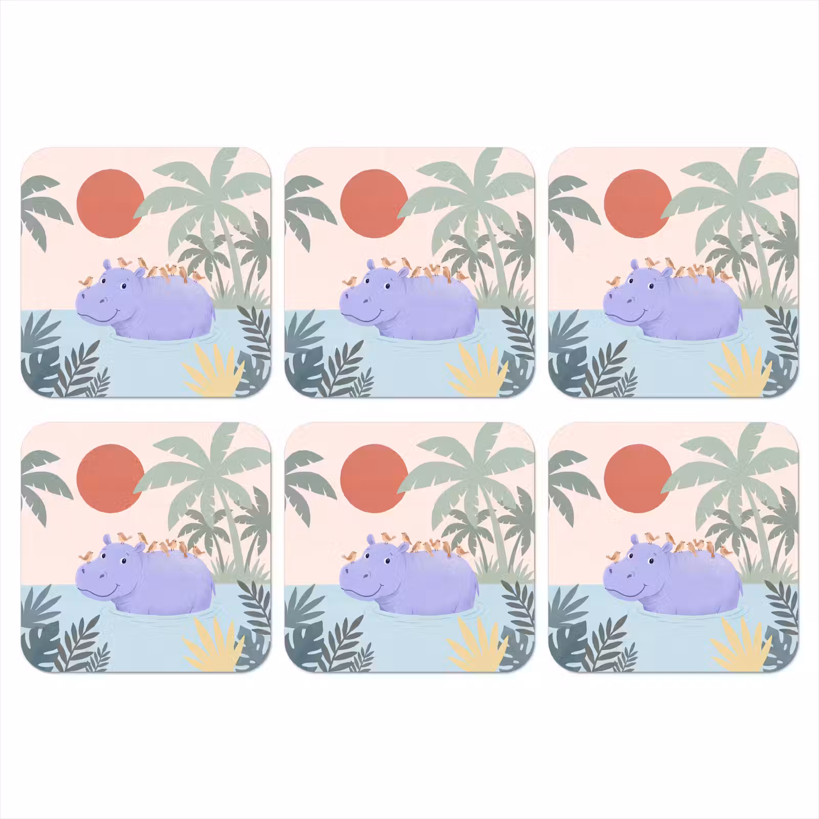 Onderzetter​ - Dieren - Vogel - Water - Natuur - Illustratie — 1