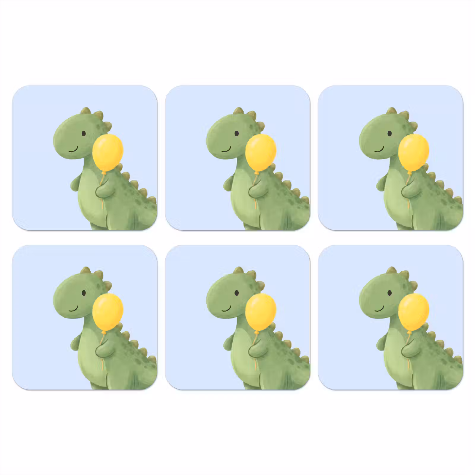 Onderzetter​ - Dinosaurus - Ballon - Kinderkamer - Illustratie - Groen — 1