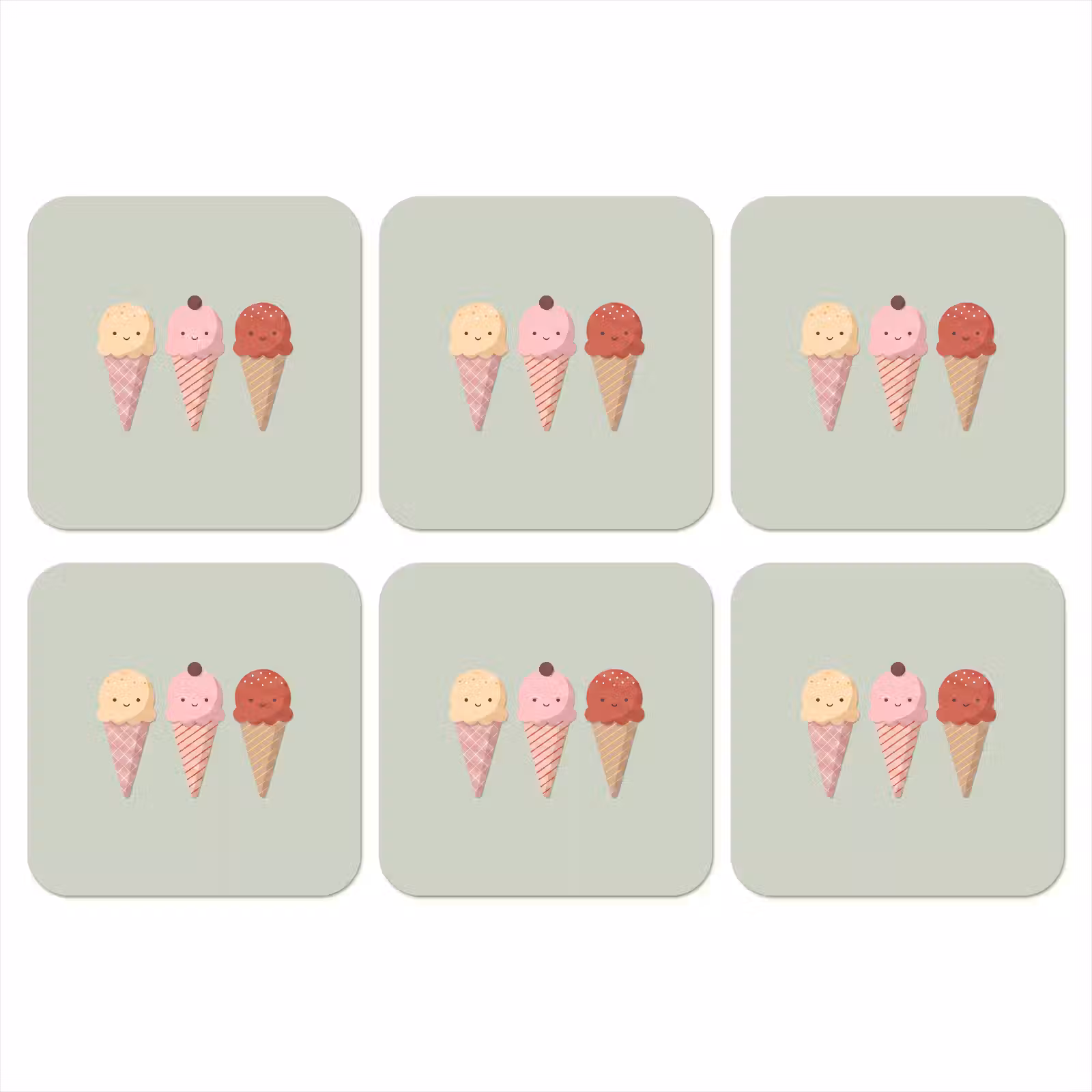 Onderzetter​ - IJs - Hoorntjes - Eten - Illustratie - Vrolijk — 1