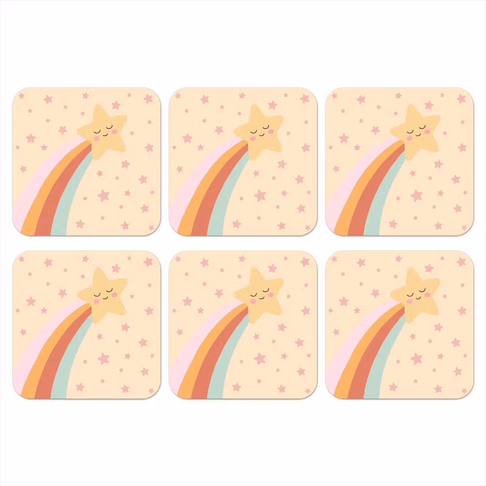 Onderzetter​ - Ster - Regenboog - Nacht - Illustratie - Pastel — 1
