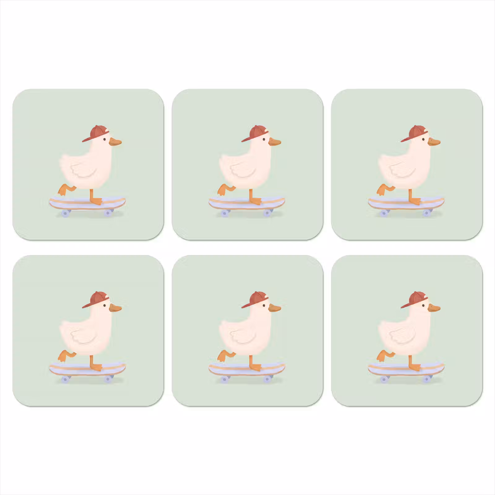 Onderzetter​ - Vogel - Skateboard - Dieren - Cartoon - Speels — 1
