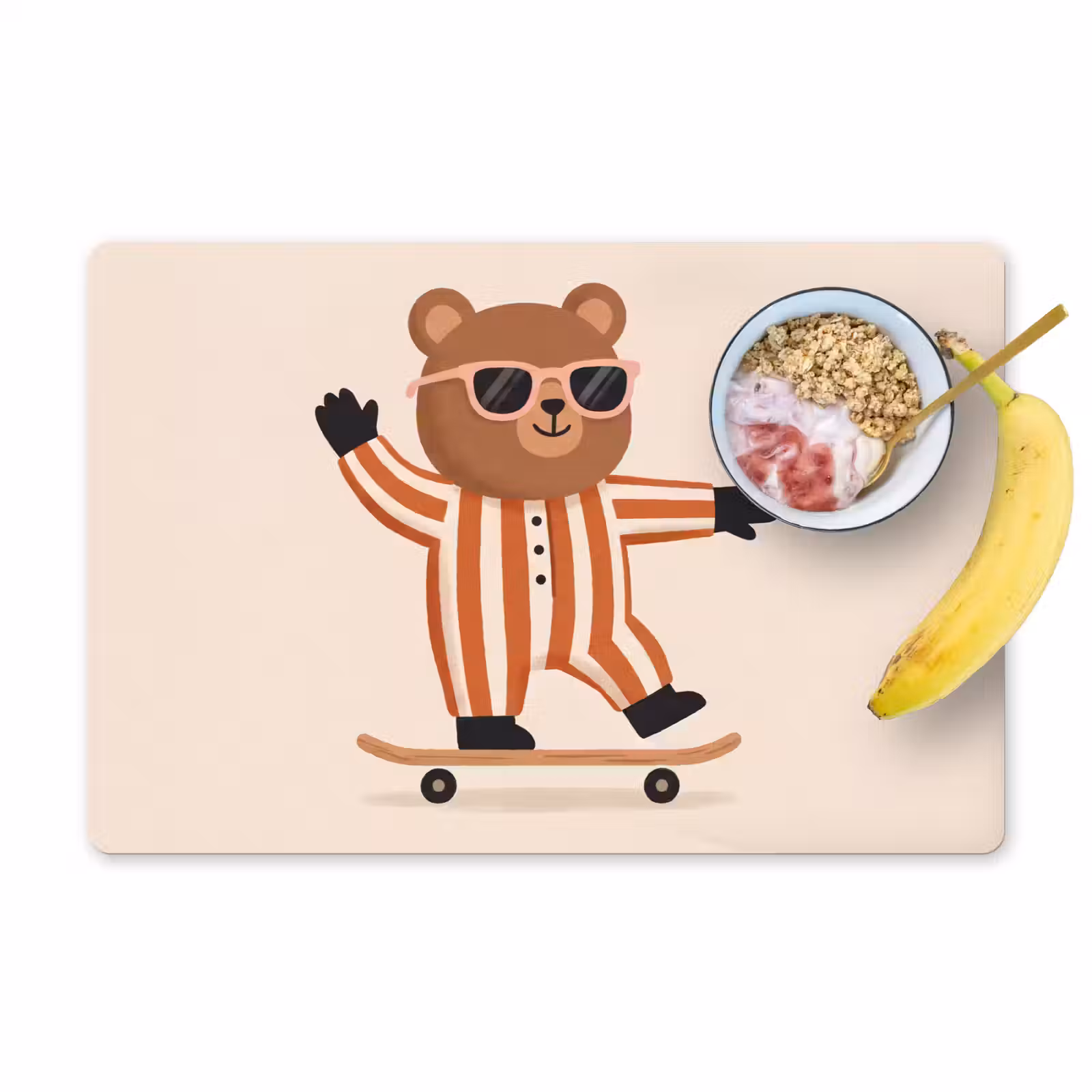 Placemat - 6 stuks - Dieren - Skateboard - Spel - Cartoon - Roze — 1