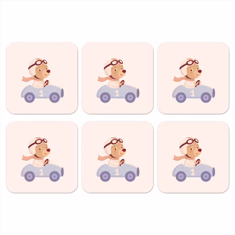 Onderzetter​ - Beer - Auto - Kinderkamer - Cartoon - Speels — 1