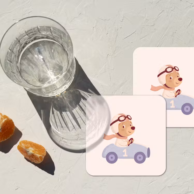 Onderzetter​ - Beer - Auto - Kinderkamer - Cartoon - Speels — 2