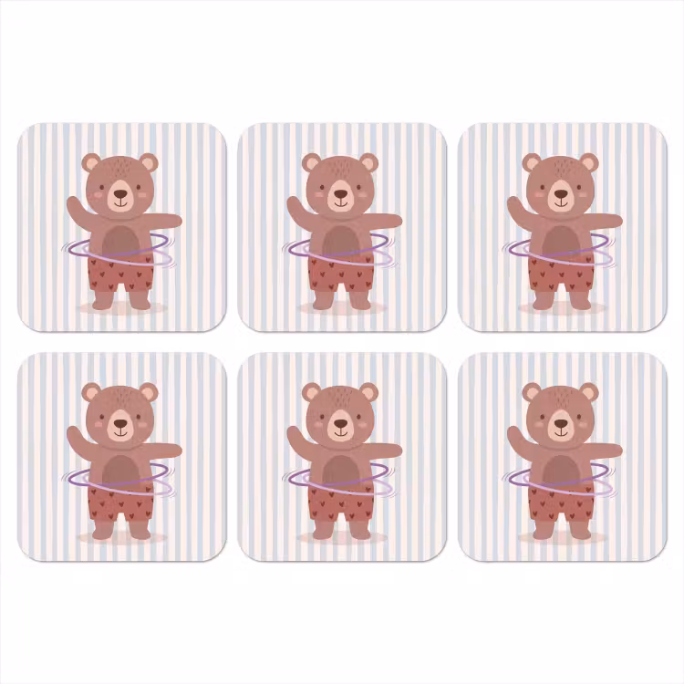 Onderzetter​ - Beer - Hoepel - Kinderkamer - Illustratie - Bruin — 1
