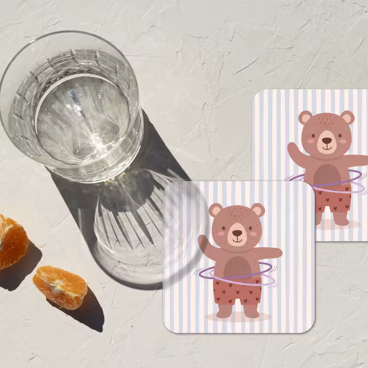 Onderzetter​ - Beer - Hoepel - Kinderkamer - Illustratie - Bruin — 2