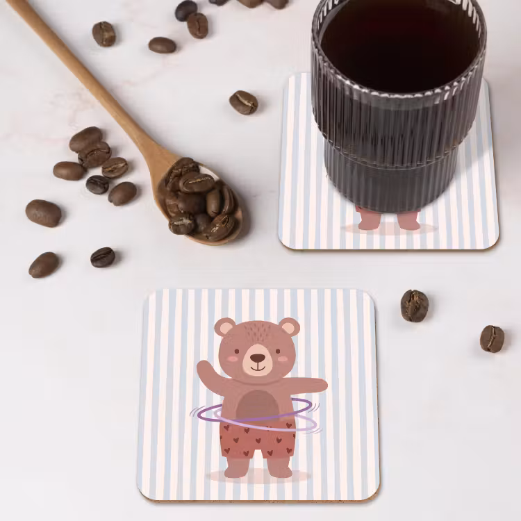 Onderzetter​ - Beer - Hoepel - Kinderkamer - Illustratie - Bruin — 4