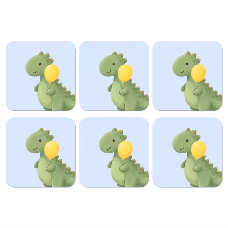 Onderzetter​ - Dinosaurus - Ballon - Kinderkamer - Illustratie - Groen — 1
