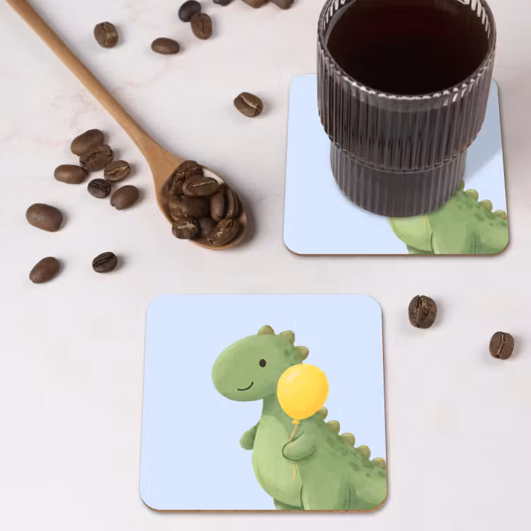 Onderzetter​ - Dinosaurus - Ballon - Kinderkamer - Illustratie - Groen — 4
