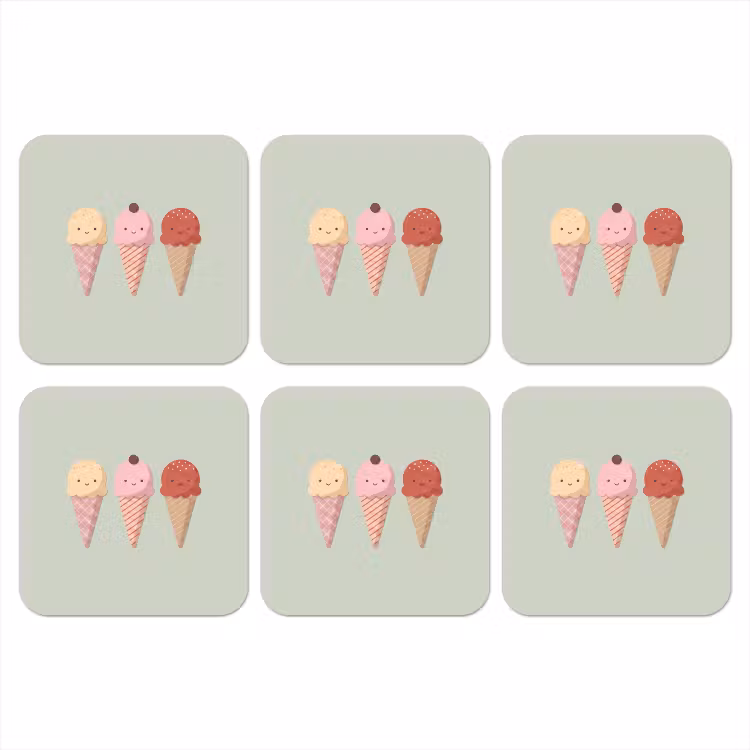Onderzetter​ - IJs - Hoorntjes - Eten - Illustratie - Vrolijk — 1