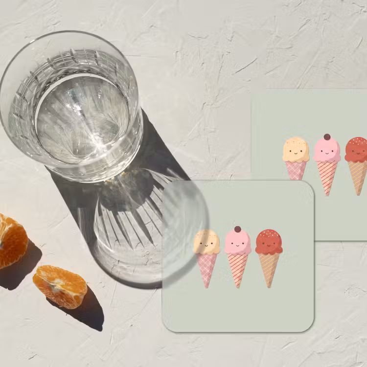 Onderzetter​ - IJs - Hoorntjes - Eten - Illustratie - Vrolijk — 2