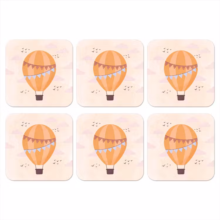 Onderzetter​ - Luchtballon - Slingers - Avontuur - Illustratie - Oranje — 1