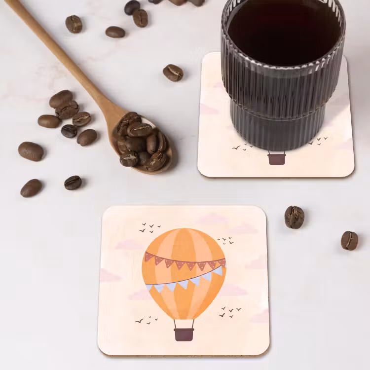 Onderzetter​ - Luchtballon - Slingers - Avontuur - Illustratie - Oranje — 4
