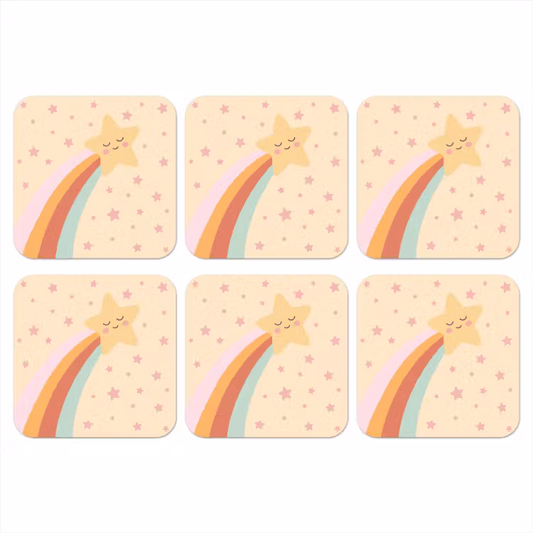 Onderzetter​ - Ster - Regenboog - Nacht - Illustratie - Pastel — 1