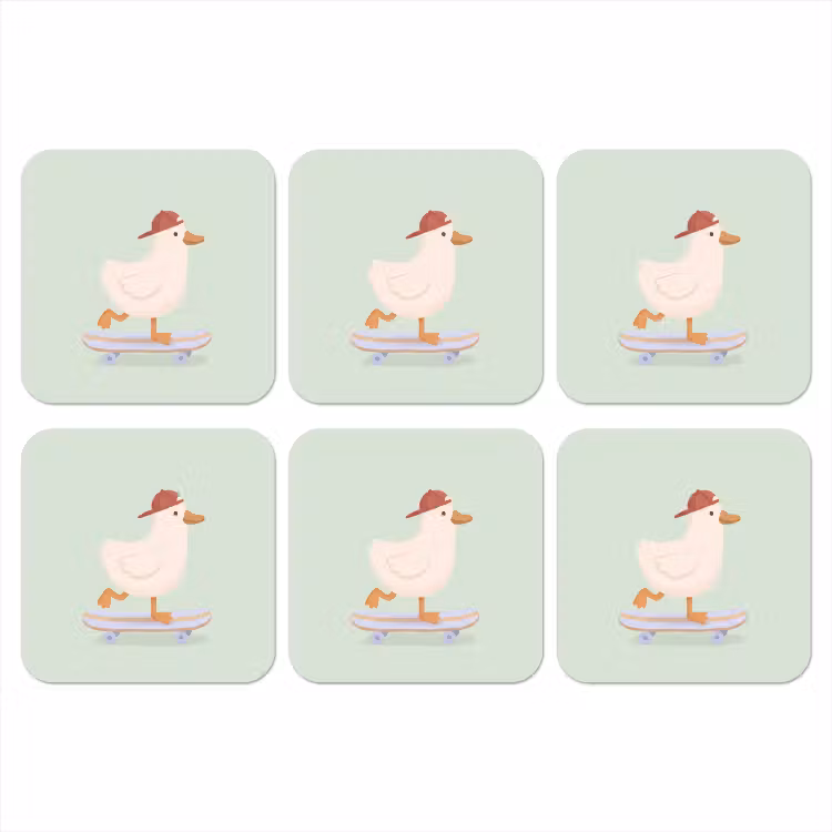 Onderzetter​ - Vogel - Skateboard - Dieren - Cartoon - Speels — 1