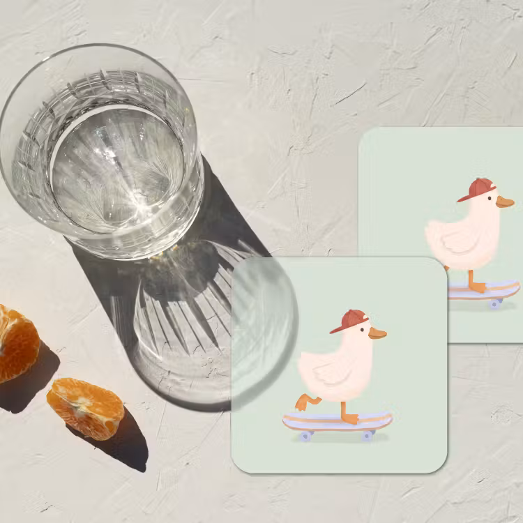 Onderzetter​ - Vogel - Skateboard - Dieren - Cartoon - Speels — 2