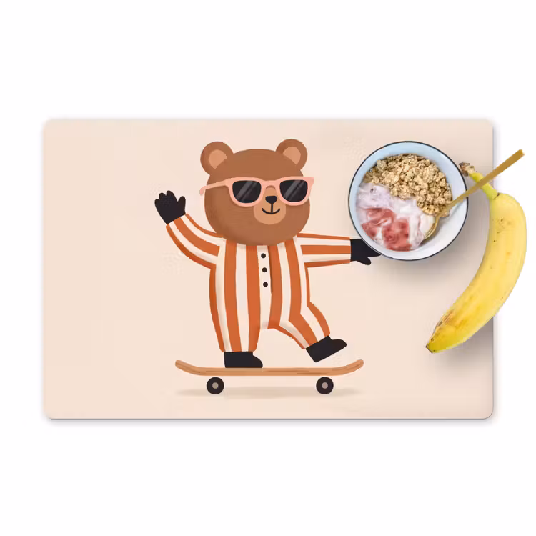 Placemat - 6 stuks - Dieren - Skateboard - Spel - Cartoon - Roze — 1