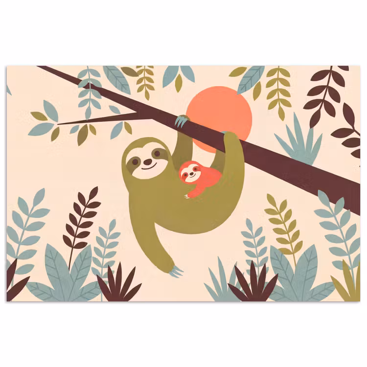 Poster - Dieren - Moeder - Baby - Natuur - Groen — 1