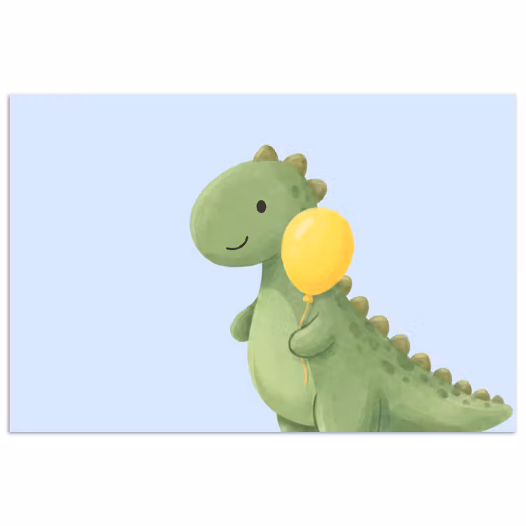 Poster - Dinosaurus - Ballon - Kinderkamer - Illustratie - Groen — 1
