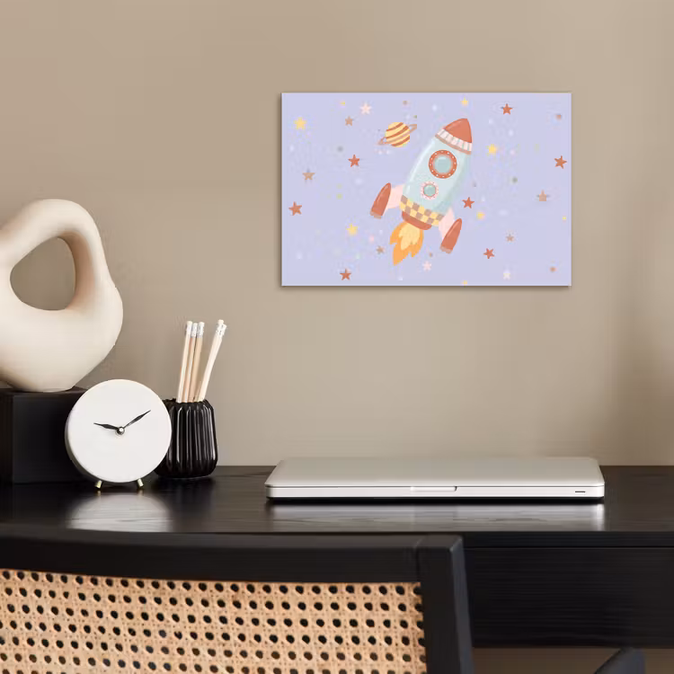 Poster - Raket - Ruimte - Planeet - Illustratie — 2