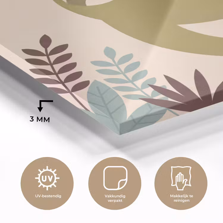 Glas schilderij - Dieren - Moeder - Baby - Natuur - Groen — 3