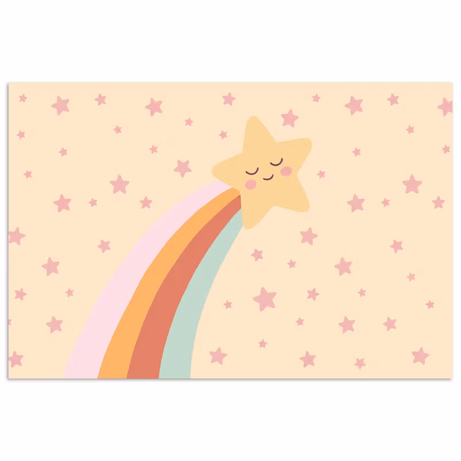 Poster - Ster - Regenboog - Nacht - Illustratie - Pastel — 1