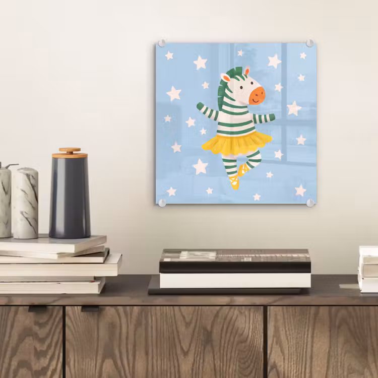 Glas schilderij - Dieren - Dans - Illustratie - Kinderkamer - Sterren — 2