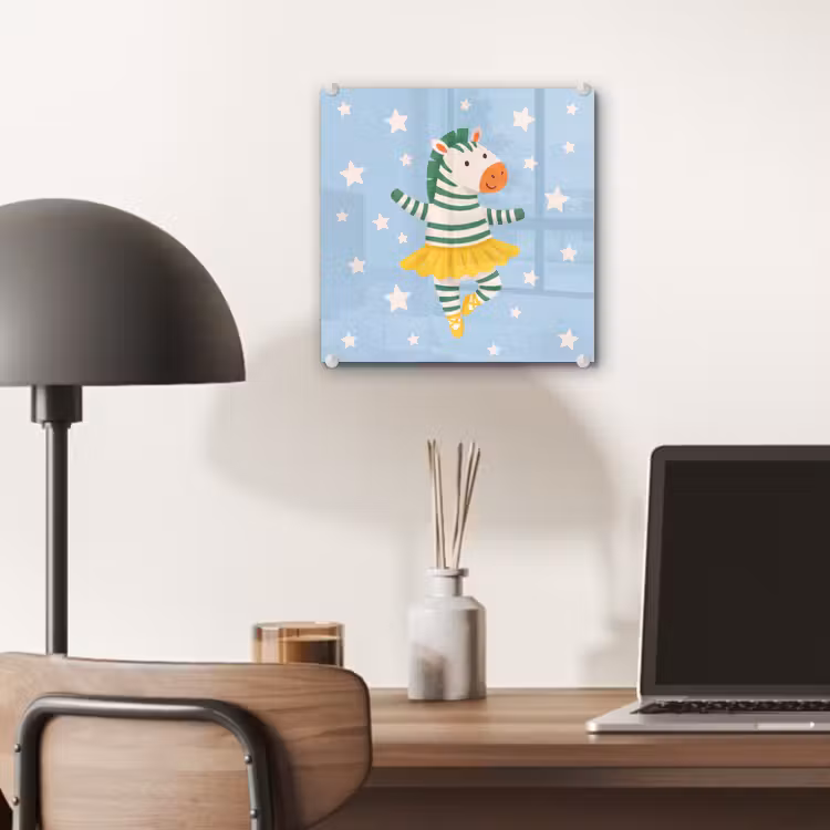 Glas schilderij - Dieren - Dans - Illustratie - Kinderkamer - Sterren — 7