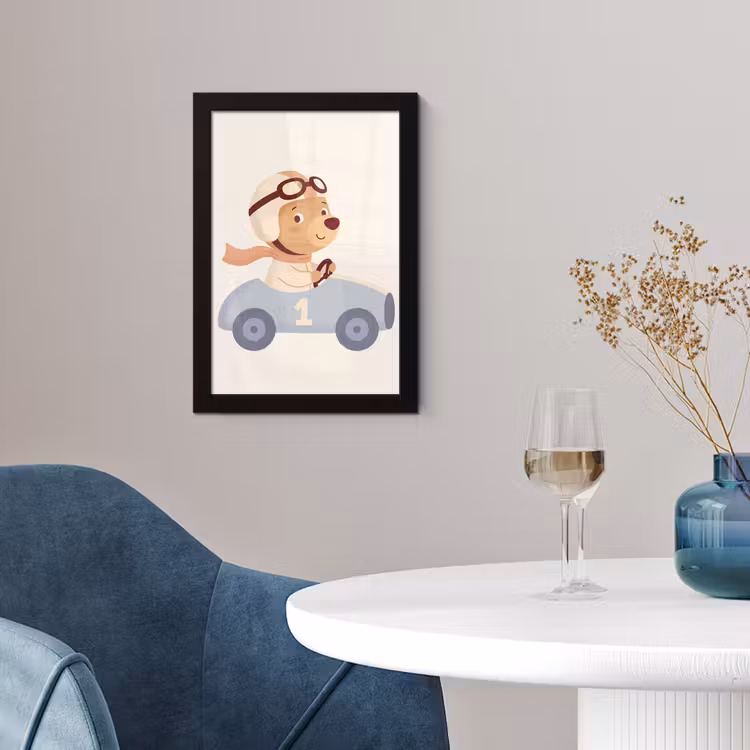 Poster met lijst - Beer - Auto - Kinderkamer - Cartoon - Speels — 4