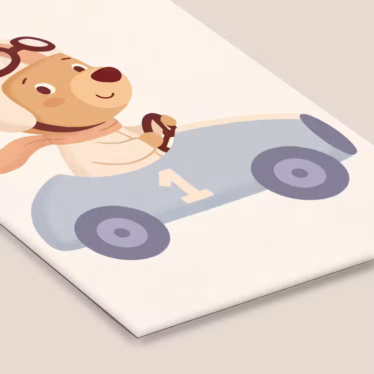 Poster met lijst - Beer - Auto - Kinderkamer - Cartoon - Speels — 7