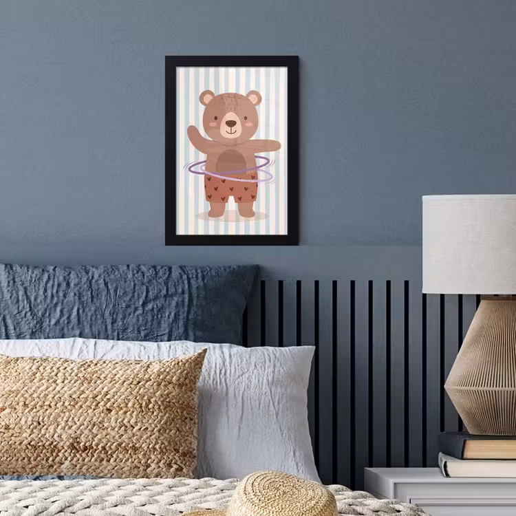 Poster met lijst - Beer - Hoepel - Kinderkamer - Illustratie - Bruin — 3