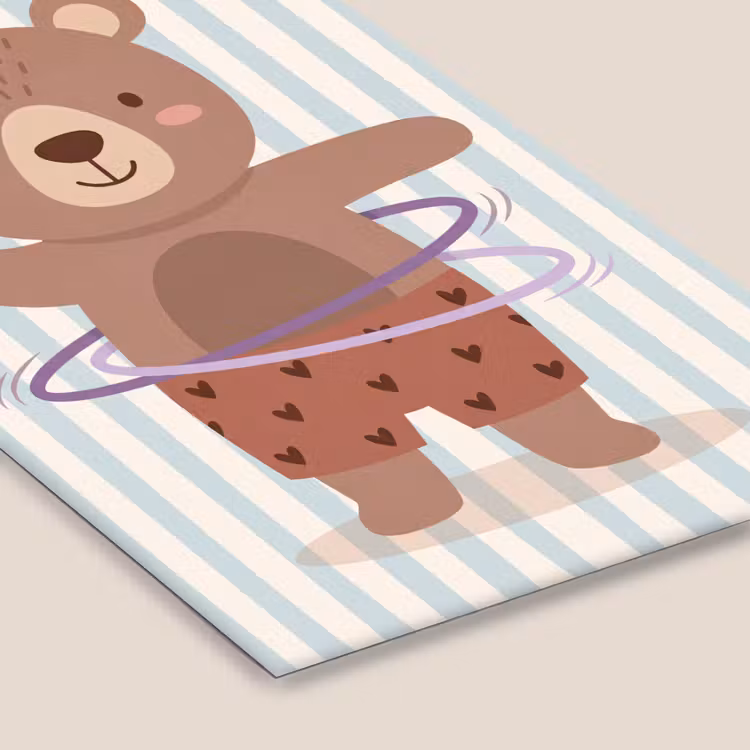 Poster met lijst - Beer - Hoepel - Kinderkamer - Illustratie - Bruin — 7