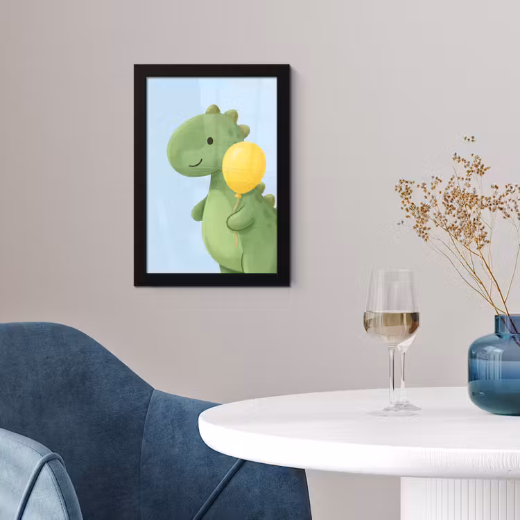 Poster met lijst - Dinosaurus - Ballon - Kinderkamer - Illustratie - Groen — 4