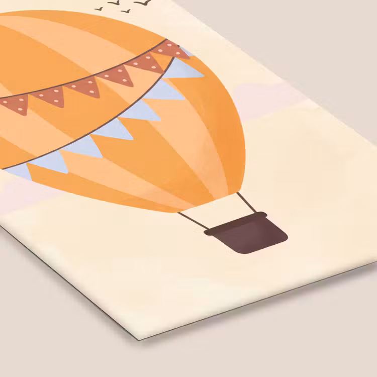 Poster met lijst - Luchtballon - Slingers - Avontuur - Illustratie - Oranje — 7