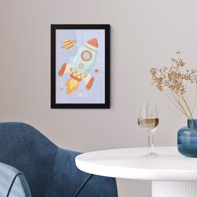 Poster met lijst - Raket - Ruimte - Planeet - Illustratie — 4