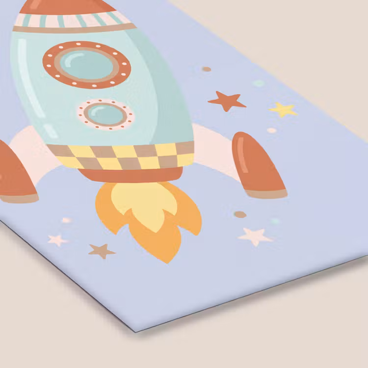 Poster met lijst - Raket - Ruimte - Planeet - Illustratie — 7