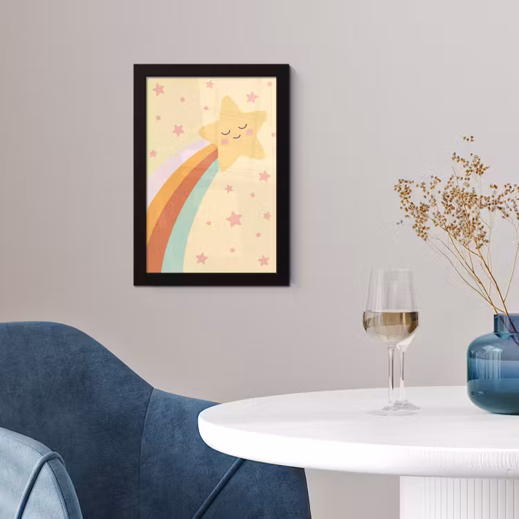 Poster met lijst - Ster - Regenboog - Nacht - Illustratie - Pastel — 4