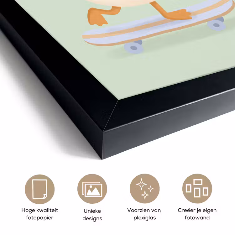 Poster met lijst - Vogel - Skateboard - Dieren - Cartoon - Speels — 6