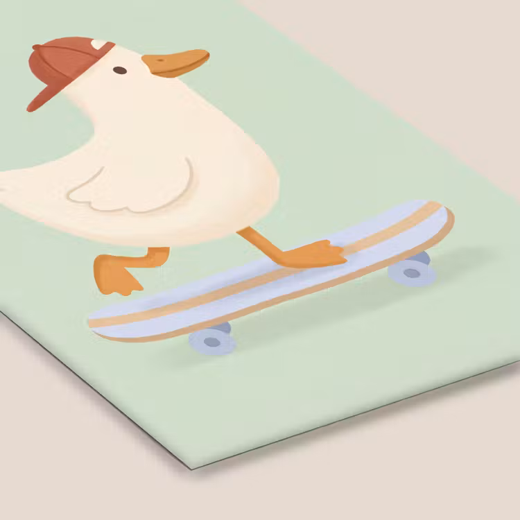 Poster met lijst - Vogel - Skateboard - Dieren - Cartoon - Speels — 7