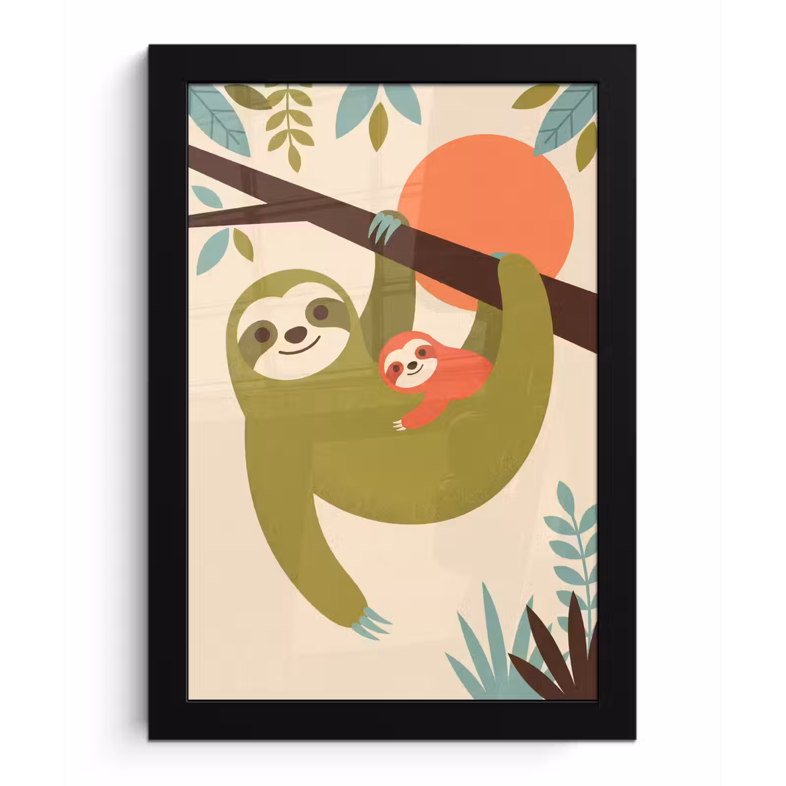 Poster met lijst - Dieren - Moeder - Baby - Natuur - Groen — 1